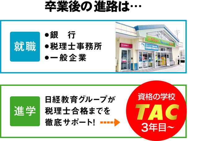 進学：日経教育グループが税理士合格までを徹底サポート→資格の学校TAC 3年目～