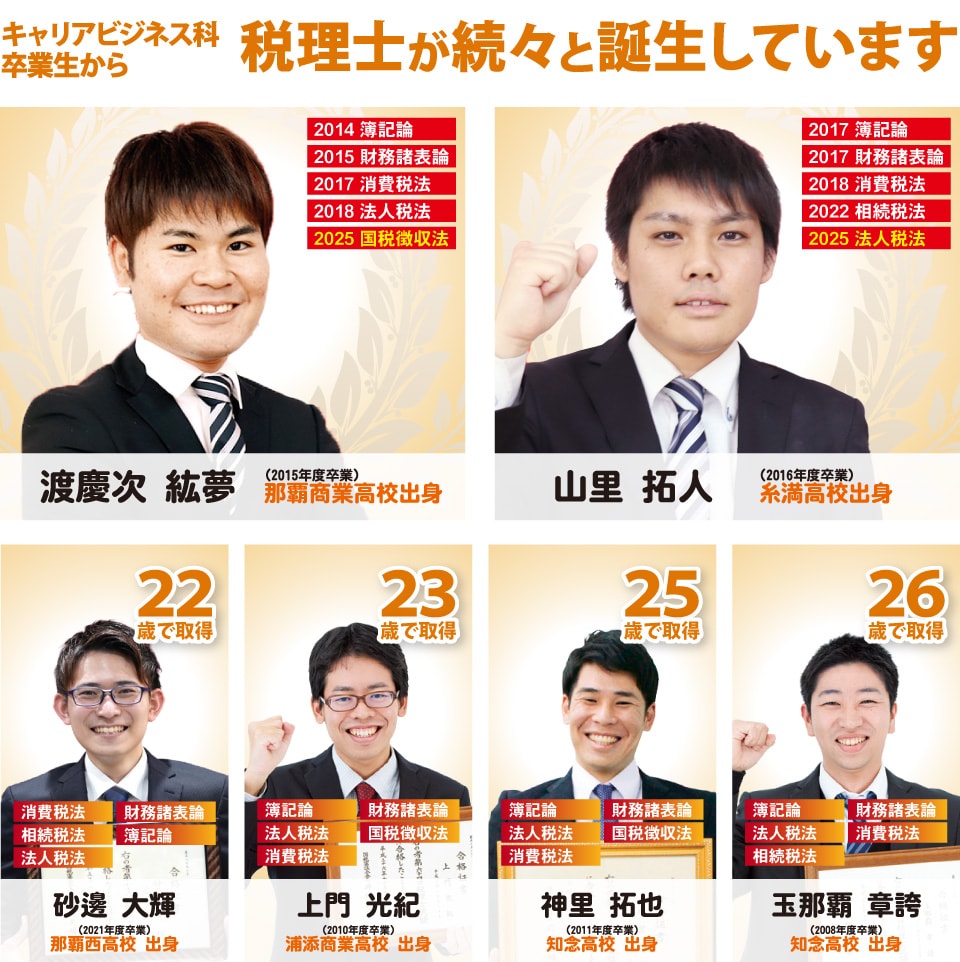 キャリアビジネス科卒業生から税理士が続々と誕生しています